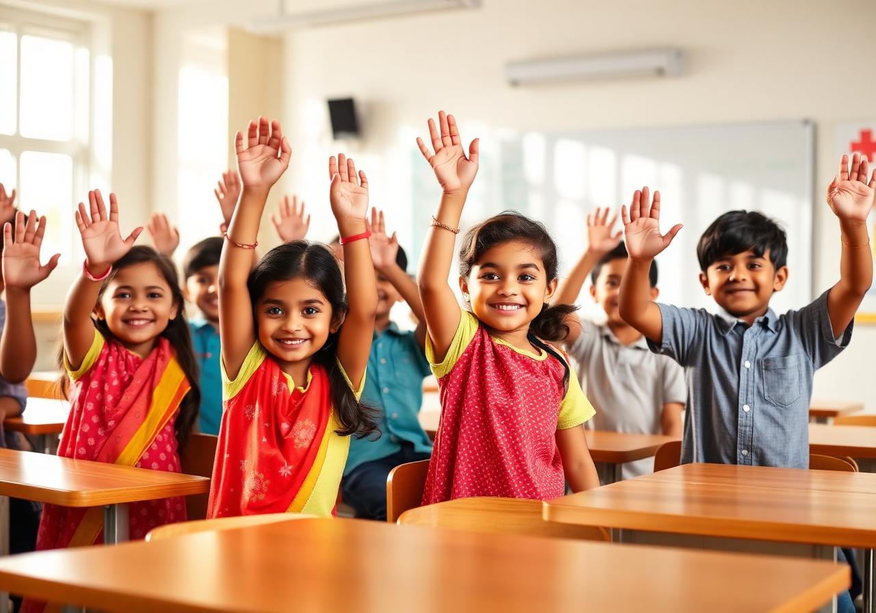 Bright classroom at Victory School